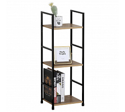 Regál, 3 police, dekor dub, MDF, čierny lak