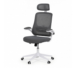 Stolička kancelárska, sivá sieťovina, sivý plast, plastový kríž, kolieska pre tvrdé podlahy