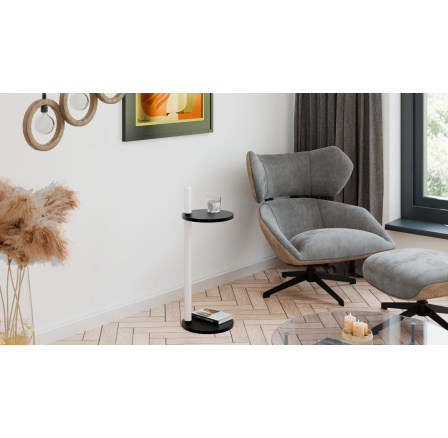 Pomocný stolík Claro okrúhly priemer 30 cm - rôzne farby na výber - Čierny MiniPearl, Biely Mat