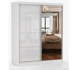 Šatní skriňa MULTI 35 - 183 cm, Biela/Biely Lesk