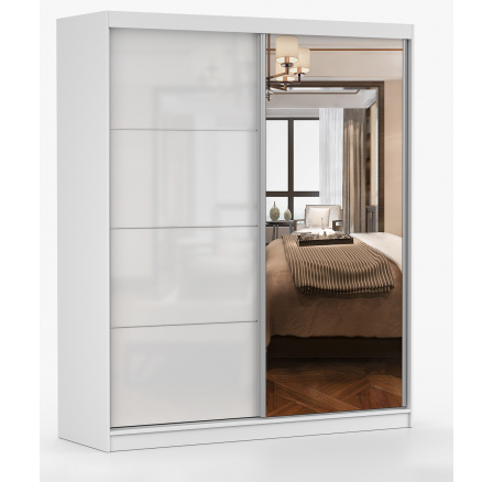 Šatní skriňa MULTI 35 - 183 cm, Biela/Biely Lesk