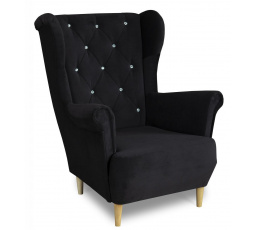 Relaxačné kreslo ušiak Selene K čierna s kryštálmi