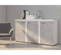 Komoda RIZO 3D, Biela/Betón