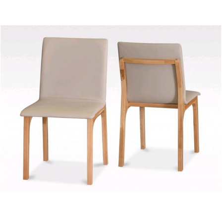 Jedálenská stolička z masívneho dreva R-71 / dubové drevo / krémové čalúnenie