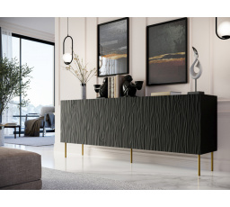 Komoda JUNGLE 190, matná čierna/matná čierna