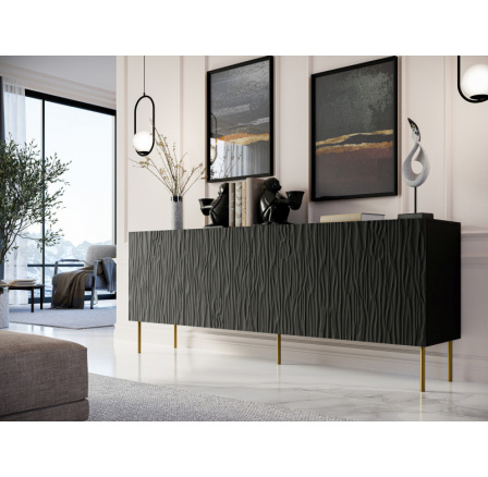 Komoda JUNGLE 190, matná čierna/matná čierna