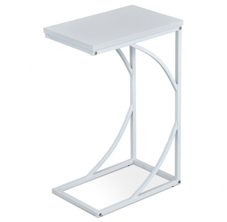 Konferenčný stôl  27x41x63 cm, biela laminátová doska, kovové nohy, biely mat