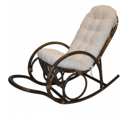 Ratanové hojdacie kreslo Jenaira hnedé polster biely