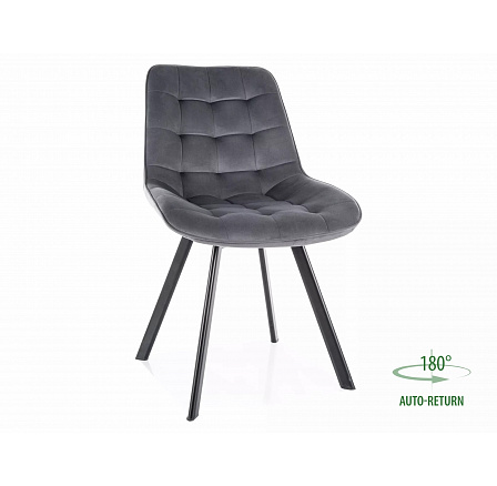 Jedálenská otočná stolička MONTI VELVET, Sivý Bluvel 14/Čierna Jedálenská otočná stolička MONTI VELVET, Sivý Bluvel 14/Čierna