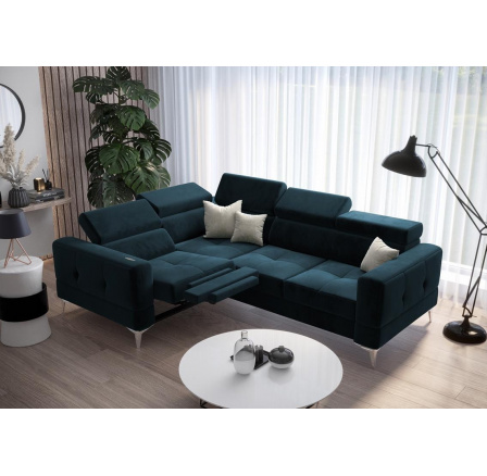 Rohová sedacia súprava TOSCANIA, relax s funkciou spania 185x250 - modrá, ľavá