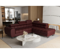 Rohová sedacia súprava ASPEN 260x225 cm prírodná koža - pravá, Bordová koža