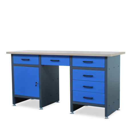Dielenský stôl FRANK, 1700 x 850 x 600 mm, antracitovo-modrý Dielenský stôl FRANK, 1700 x 850 x 600 mm, antracitovo-modrý