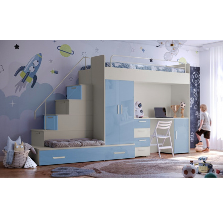 Vyvýšená posteľ PARADISE 5, Kašmír Modrá lesk