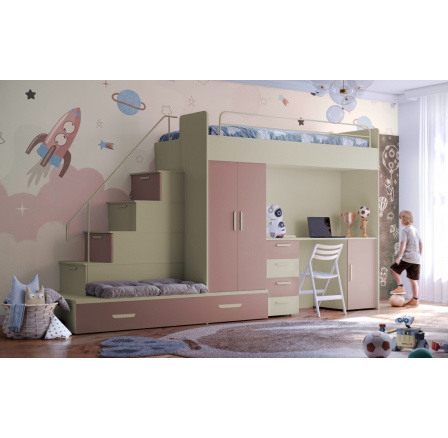 Vyvýšená posteľ PARADISE 5, Kašmír Ružová matná