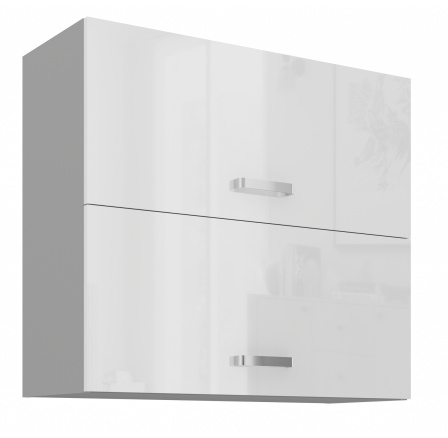 Horní skřínka BIANCA - 80 GU-72 2F, Šedá / Bílý lesk Horní skřínka BIANCA - 80 GU-72 2F, Šedá / Bílý lesk