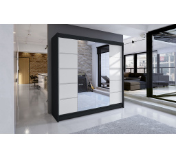 Šatníková skriňa TAISA V 180, Čierna/Biela