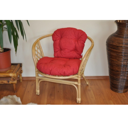 Ratanové kreslo Bahama medový vankúš burgundské zvýraznenia