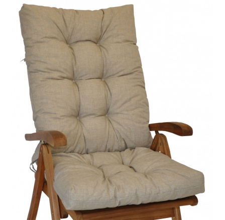Vankúš pre vysoké záhradné kreslo z teakového dreva - látka tmavobéžová