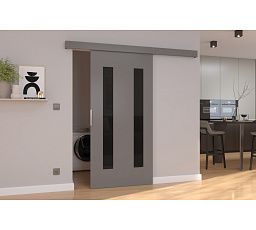 Posuvné dvere na stenu HERS 86 Gray+Black Lacobel