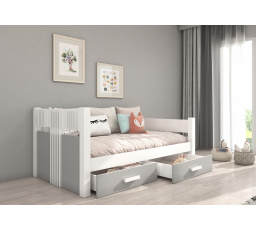 Jednolôžková posteľ BIBI 200x90 biela+sivá