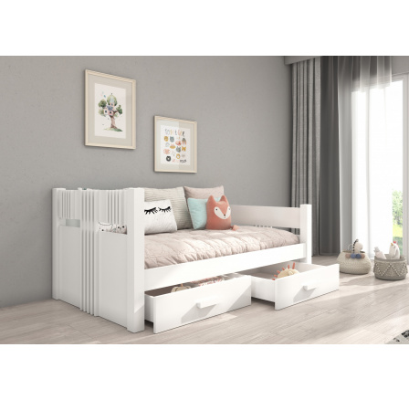 Prízemná posteľ s matracom BIBI 180x80 Biela+Biela