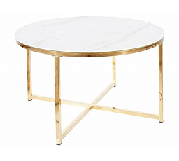 Konferenčný stôl SALMA, efekt bieleho mramoru/zlato