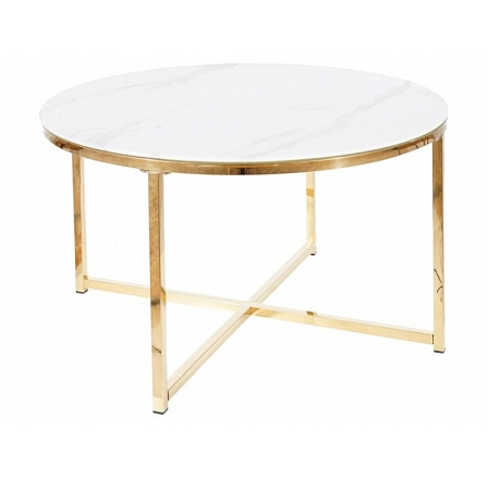 Konferenčný stôl SALMA, efekt bieleho mramoru/zlato