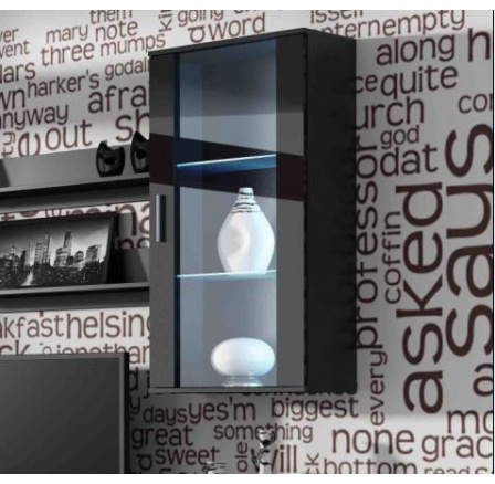 Závesná vitrína SOHO S2, čierna/čierny lesk