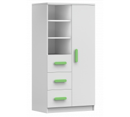 Regál 80 3S1D SMYK I - 05, Biela Mat/Zelená