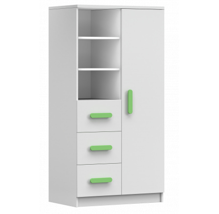 Regál 80 3S1D SMYK I - 05, Biela Mat/Zelená