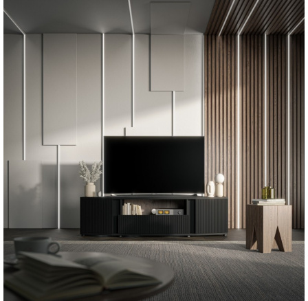 TV komoda MICHELLE RTV, čierna/ dub viking