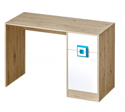 NIKOS 10 - Písací stôl (NICO 10) - biely/svetlý dub- tyrkysová rukoväť (DO) (K150-Z)