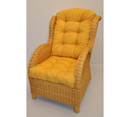 Ratanové kreslo Ušný medový vankúš žlté odlesky