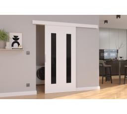 Posuvné dvere na stenu HERS 106 White+Black Lacobel