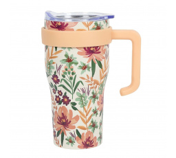 Termohrnček Mini Miami Floral s oranžovou rukoväťou