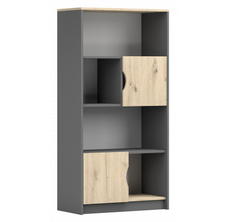 Regál 2D - JOY II 02, Sivá/Dub Artisan