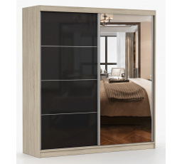 Šatní skriňa MULTI 31 - 203 cm, Dub Sonoma/Čierny Lesk