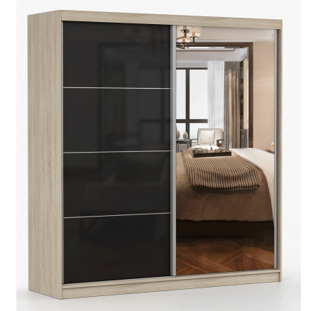 Šatní skriňa MULTI 31 - 203 cm, Dub Sonoma/Čierny Lesk Šatní skriňa MULTI 31 - 203 cm, Dub Sonoma/Čierny Lesk