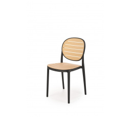 Stohovateľná jedálenská stolička K529, čierna/prírodná
