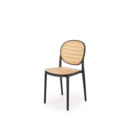 Stohovateľná jedálenská stolička K529, čierna/prírodná