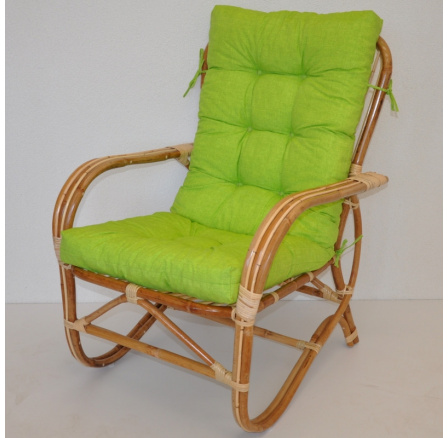 Ratanové kreslo Nilam vankúš svetlozelené zvýraznenia