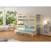 Trojposchodová posteľ s matracmi KARLO Pine+Gray