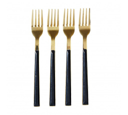 Sada 4 dezertných vidličiek Charlotte zlaté/čierne