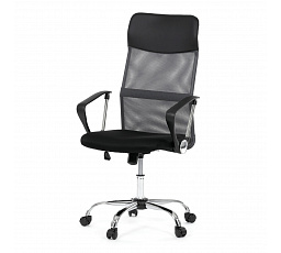 Kancelárska stolička s opierkou hlavy z ekokože, poťah čierna látka MESH a sivá sieťovina MESH