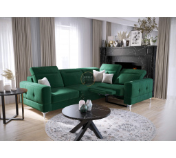 Rohová sedacia súprava MALIBU, relax s funkciou spania 185x250 cm - zelená, pravá