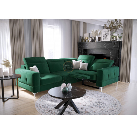 Rohová sedacia súprava MALIBU, relax s funkciou spania 185x250 cm - zelená, pravá