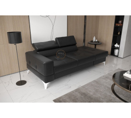 Sofa TOSCANIA II leňoška 205 cm prírodná koža - čierna koža, pravá strana