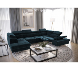 Rohová sedacia súprava GALAXY MAX II, relax s funkciou spania 215x350x170 - modrá, pravá