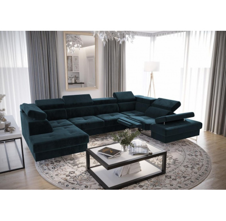 Rohová sedacia súprava GALAXY MAX II, relax s funkciou spania 215x350x170 - modrá, pravá Rohová sedacia súprava GALAXY MAX II, relax s funkciou spania 215x350x170 - modrá, pravá