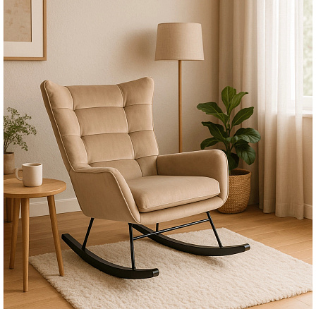 Hojdacie kreslo JACKSON Béžový Zamatový